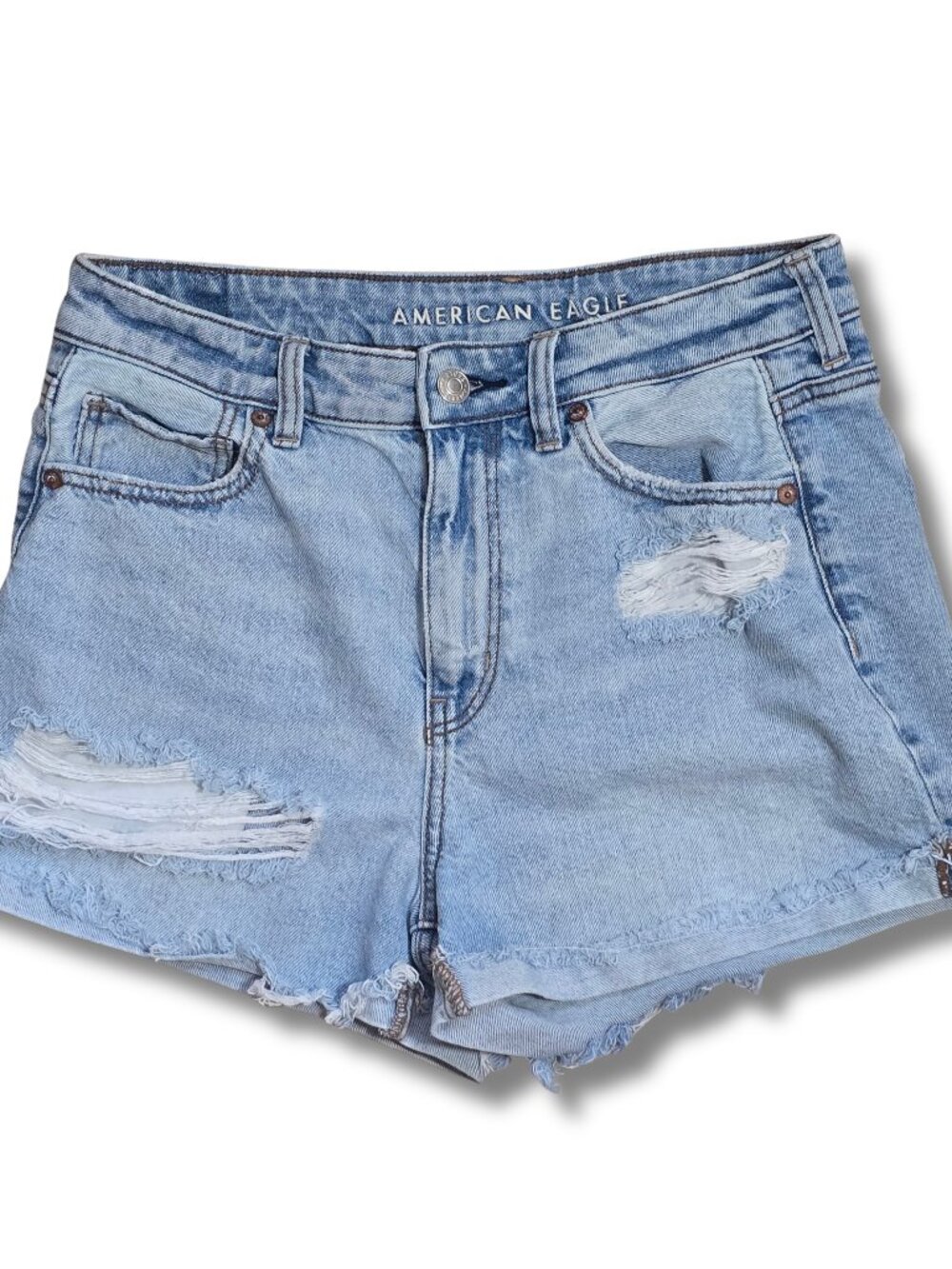 American Eagle Distressed Sewn Hem Mom Short Strigid Denim Shorts Size 4